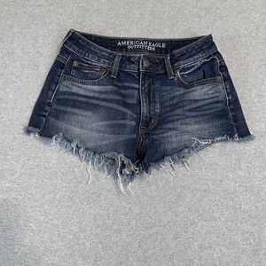 American Eagle Shorts Womens 2 Blue Cutoffs Vintage Hi-Rise Festival Faded Denim